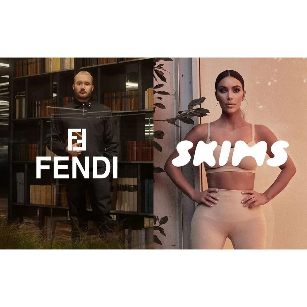 FENDI X SKIMS SCOOP NECK BRALETTE SWIM TOP LOGO